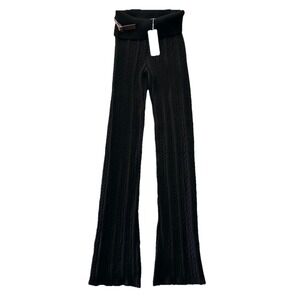 Frankies Bikinis S Small Fleur Cloud Knit Low Rise Pants Buckle Rollover Cable